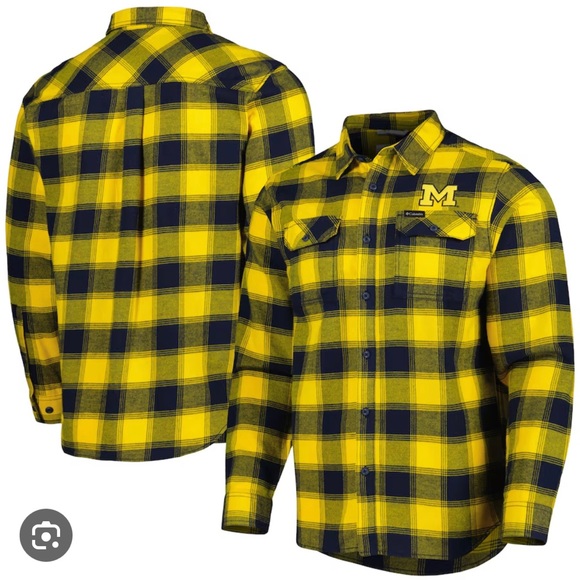 Medium $65 Michigan Wolverines Columbia Collegiate Flare Gun Flannel LS NCAA - Picture 1 of 9
